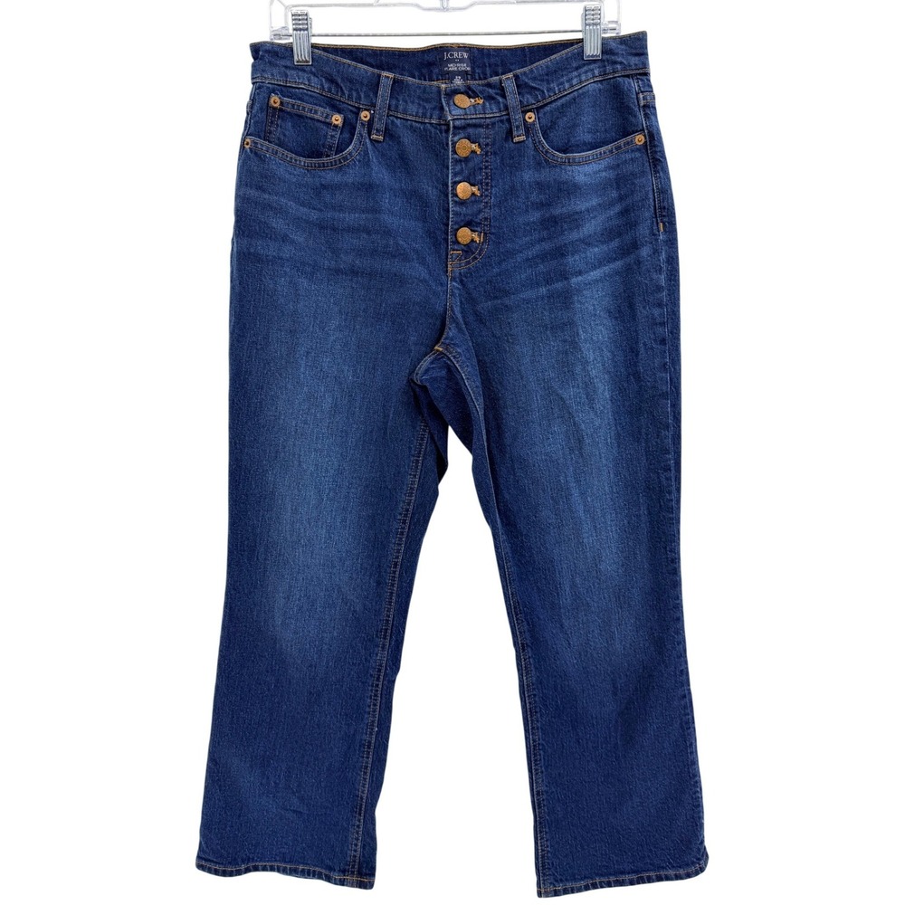 J. Crew Mid Rise Flare Crop Jeans‎ 29 Dark Wash Button Fly Casual Basic